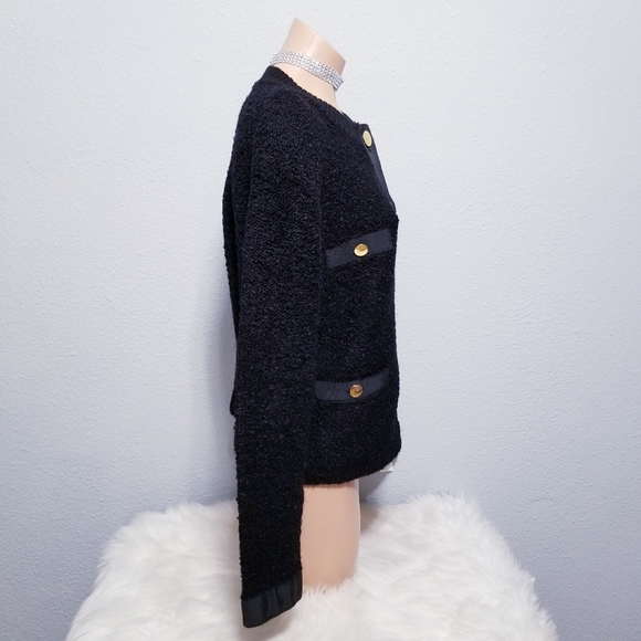 Vintage retro 80's glam black sweater top blouse - Picture 3 of 5